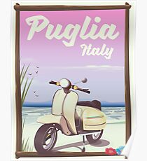 Puglia Italy Scooter Travel poster Poster
