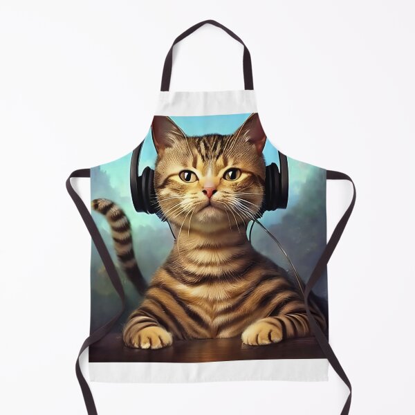 Aperçu de l'œuvre Le chat écoute de la musique avec des écouteurs III créée et vendue par Catagraphic.