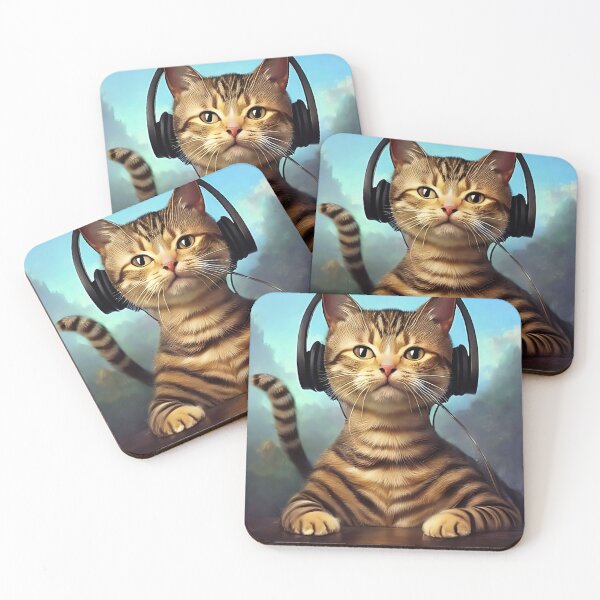 Item preview, Cat listens to music through headphones III designed and sold by Catagraphic.
