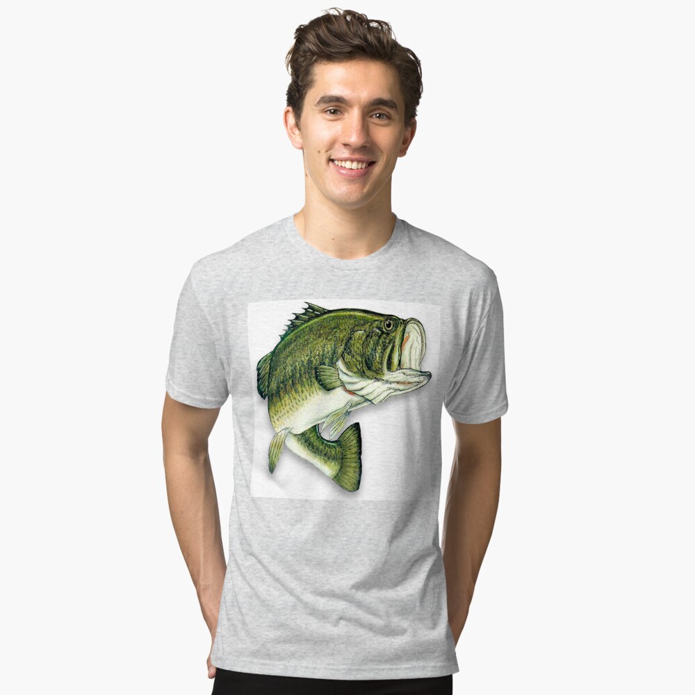 LargeMouth Bass Fish Fishling Lovers Mens T-shirts , Forest Green, Medium