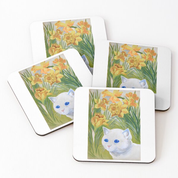 Item preview, Louis Wain Cats Art  Cat and daffodils -blue eye kitten designed and sold by TeeARTHY.