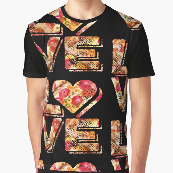 I Love Heart Pizza Yummy Pepperoni Cheese Bread Graphic T-Shirt