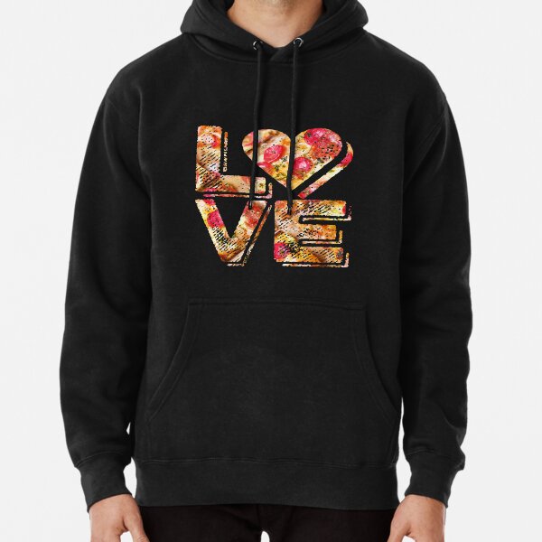 I Love Heart Pizza Yummy Pepperoni Cheese Bread Pullover Hoodie
