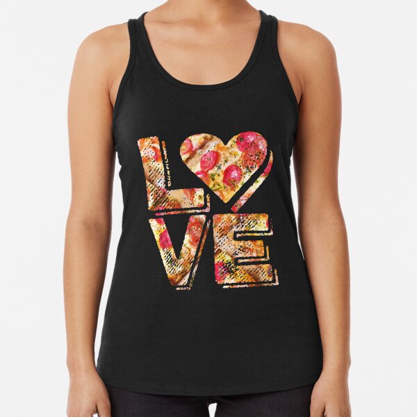 I Love Heart Pizza Yummy Pepperoni Cheese Bread Racerback Tank Top