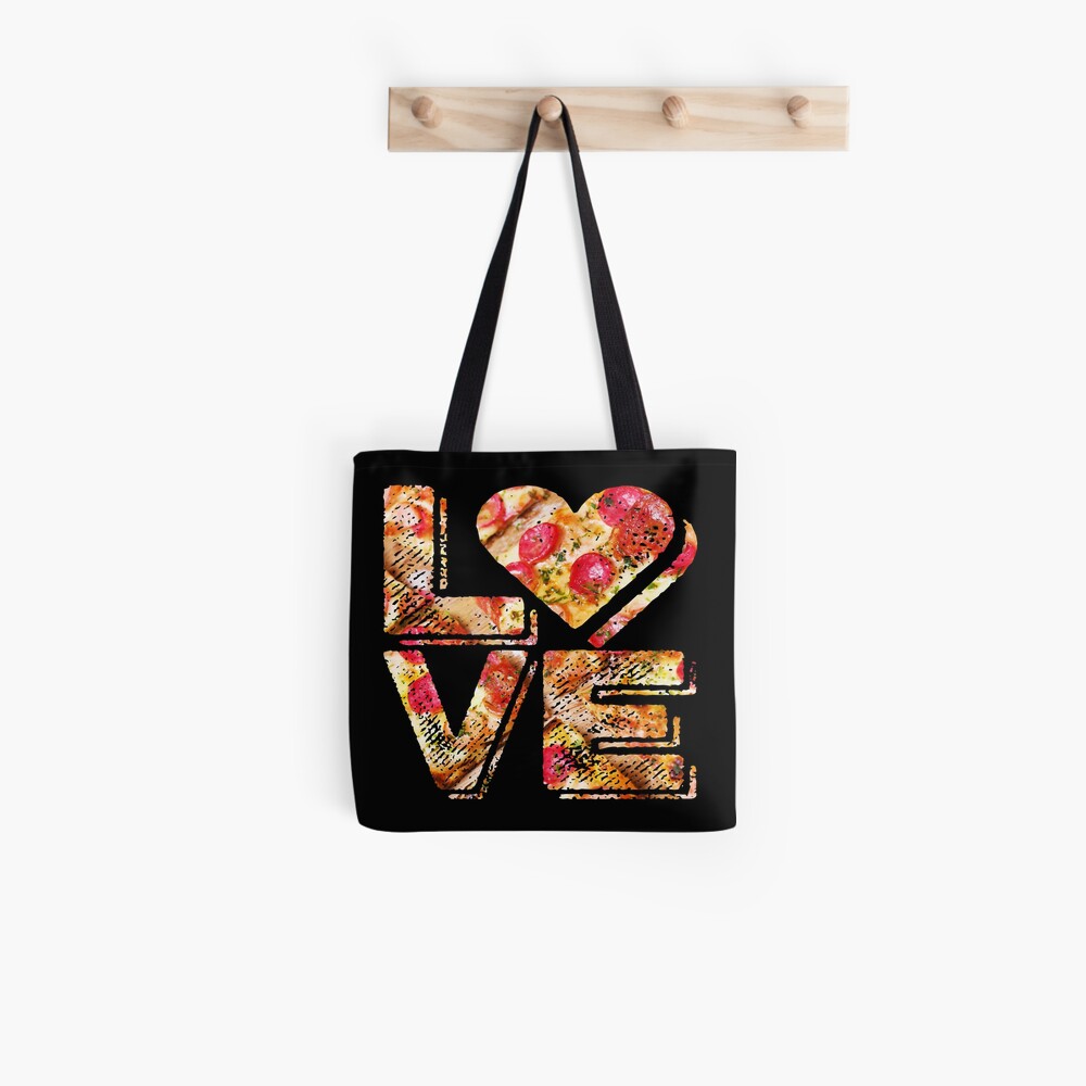 I Love Heart Pizza Yummy Pepperoni Cheese Bread Tote Bag