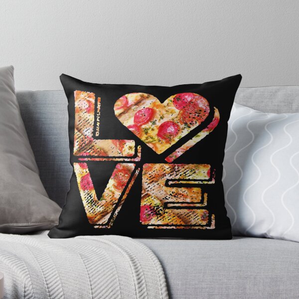 I Love Heart Pizza Yummy Pepperoni Cheese Bread Throw Pillow