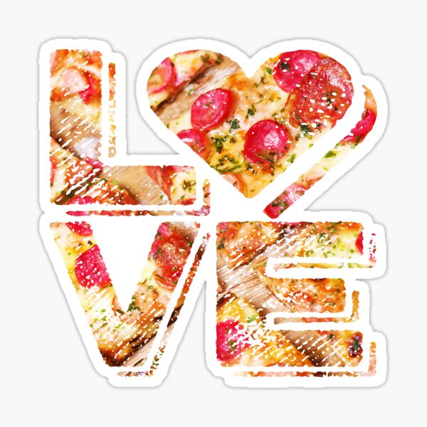 I Love Heart Pizza Yummy Pepperoni Cheese Bread Sticker