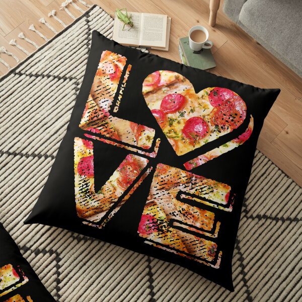 I Love Heart Pizza Yummy Pepperoni Cheese Bread Floor Pillow