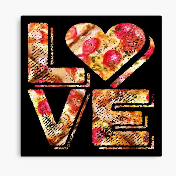 I Love Heart Pizza Yummy Pepperoni Cheese Bread Canvas Print