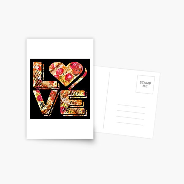 I Love Heart Pizza Yummy Pepperoni Cheese Bread Postcard