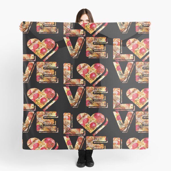 I Love Heart Pizza Yummy Pepperoni Cheese Bread Scarf