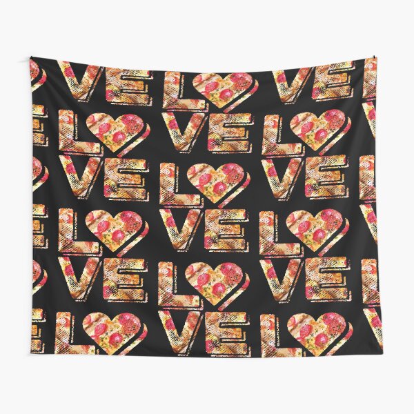 I Love Heart Pizza Yummy Pepperoni Cheese Bread Tapestry