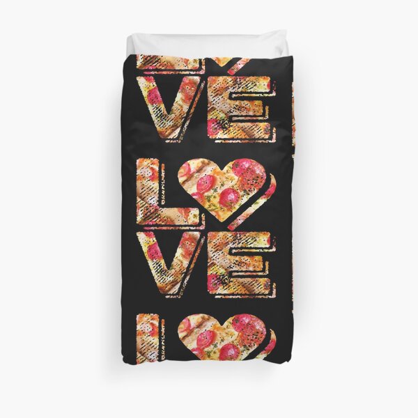 I Love Heart Pizza Yummy Pepperoni Cheese Bread Duvet Cover