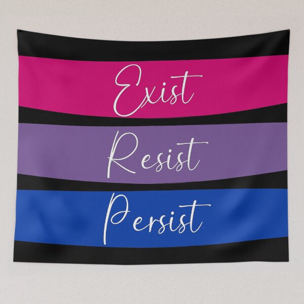 Item preview, Bi Pride Exist, Resist, Persist in Black designed and sold by AmandaRoseArts.