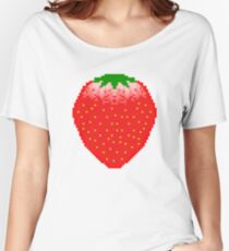 Cute Strawberry Pixel Art Women's Relaxed Fit T-Shirt