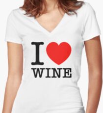 Camiseta entallada de cuello en V Amo el vino