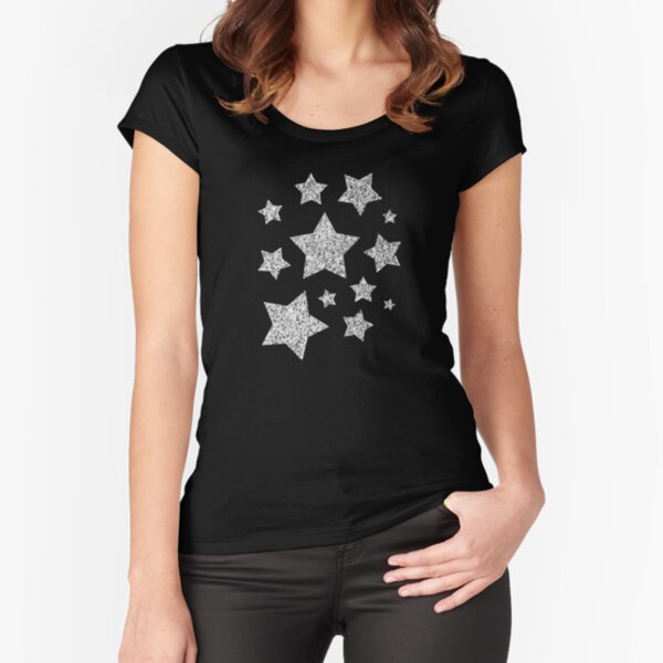 Beautiful Silver glitter sparkles Fitted Scoop T-Shirt