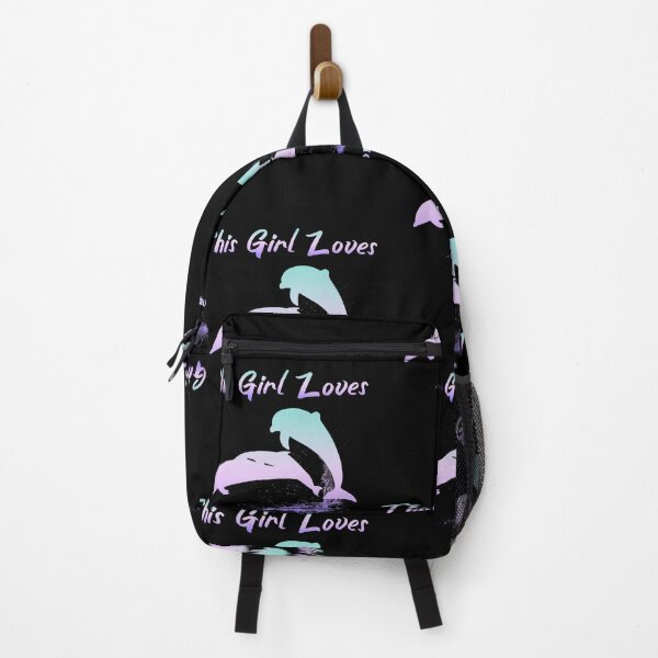 Item preview, This Girl Loves Dolphins purple and blue lettering designed and sold by Zandrasart.
