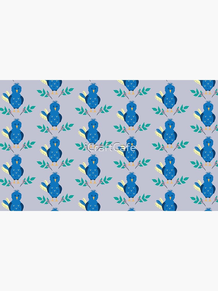 Funny blue whimsical birdie by iCraftCafe