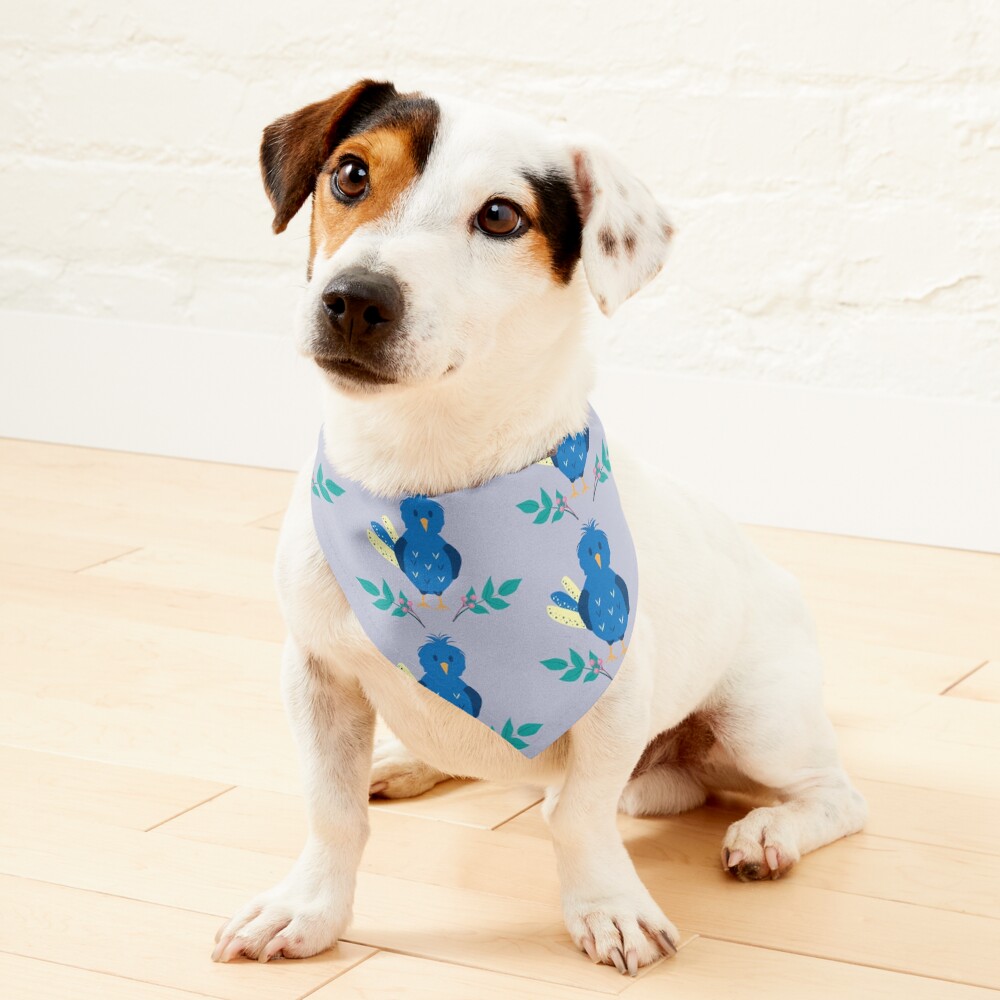 Funny blue whimsical birdie Pet Bandana