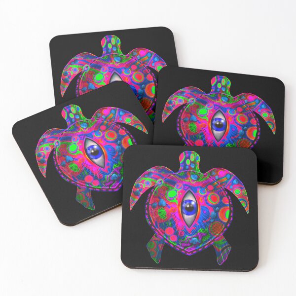 Item preview, Psychedelic sea turtle - trippy visionary turtle designed and sold by FreckleFairyArt.