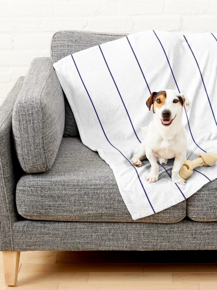 Alternate view of Nautical navy blue pinstripes on white Pet Blanket