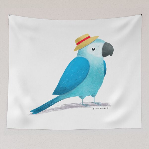 Item preview, Spixes Macaw with hat designed and sold by julianamotzko.