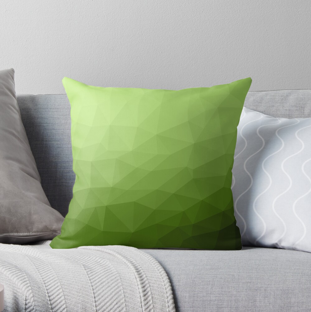 Greenery ombre gradient geometric mesh pattern Throw Pillow