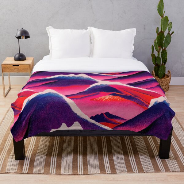Item preview, Bright and Colorful Pink and Purple Mountains Minimalist Landscape Design designed and sold by CrowBerryCream.