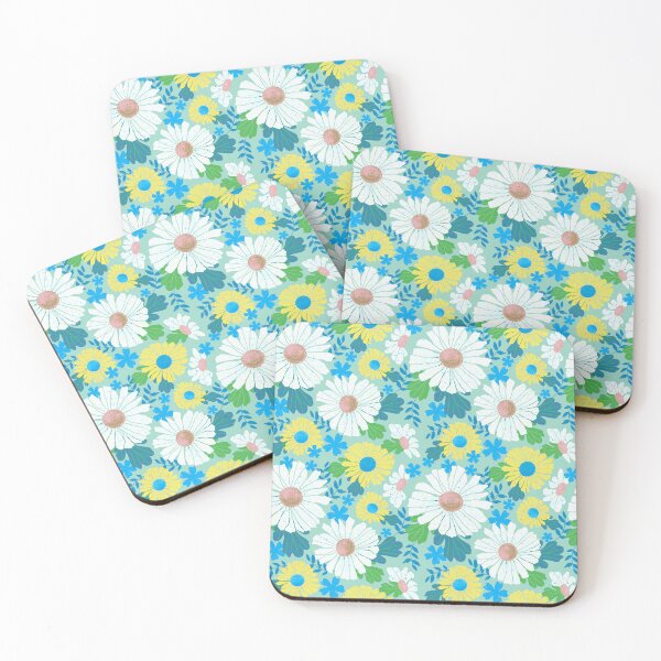Item preview, Splatter Daisies - White+Yellow on Mint designed and sold by Lynne Adams.
