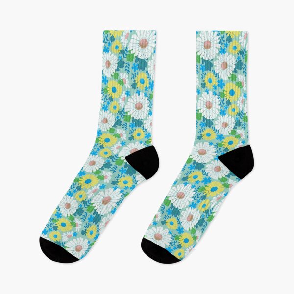 Item preview, Splatter Daisies - White+Yellow on Mint designed and sold by Lynne Adams.