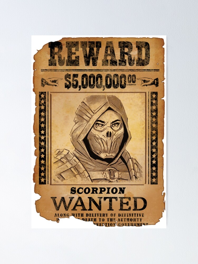 Sencillez florero reembolso Scorpion Wanted Poster - Mortal Kombat" Poster for Sale by Haleem11 |  Redbubble