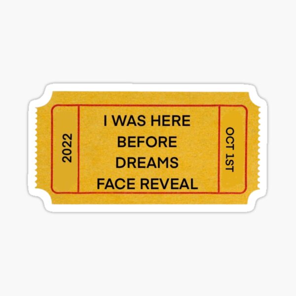 Dream face reveal  Sticker for Sale by vpink1
