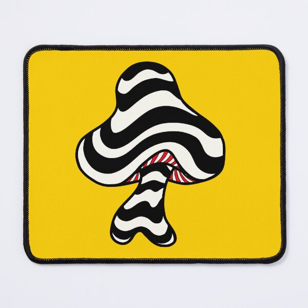 Item preview, The Perfect Mushroom: Exotic Trippy Wavy Black & White Stripes on Yellow Contour Lines with Red Underbelly designed and sold by Ciara Shortall.