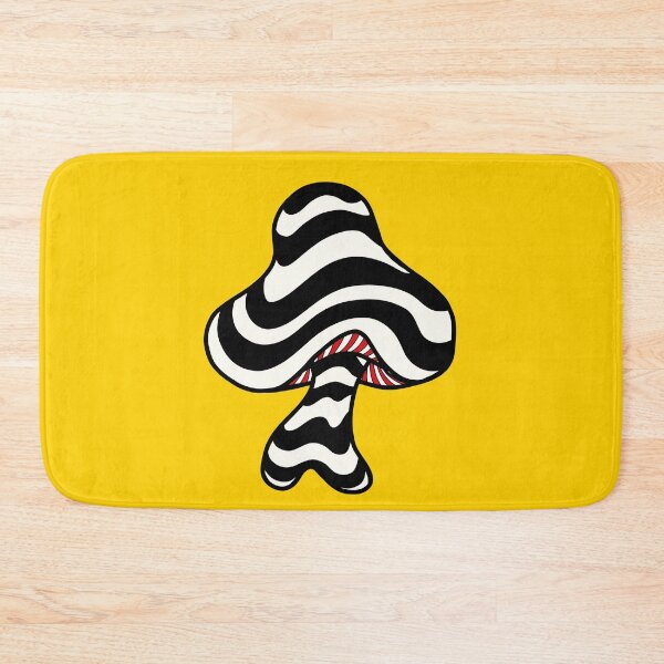 Item preview, The Perfect Mushroom: Exotic Trippy Wavy Black & White Stripes on Yellow Contour Lines with Red Underbelly designed and sold by Ciara Shortall.