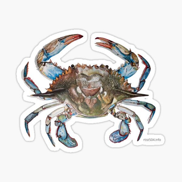 Item preview, High resolution digital image of my watercolor painting "Blue crab" designed and sold by rtist504.