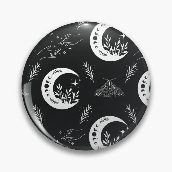 Item preview, Moon Floral and Moth Pattern (Black background) designed and sold by DesignByAvery.