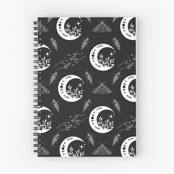 Item preview, Moon Floral and Moth Pattern (Black background) designed and sold by DesignByAvery.
