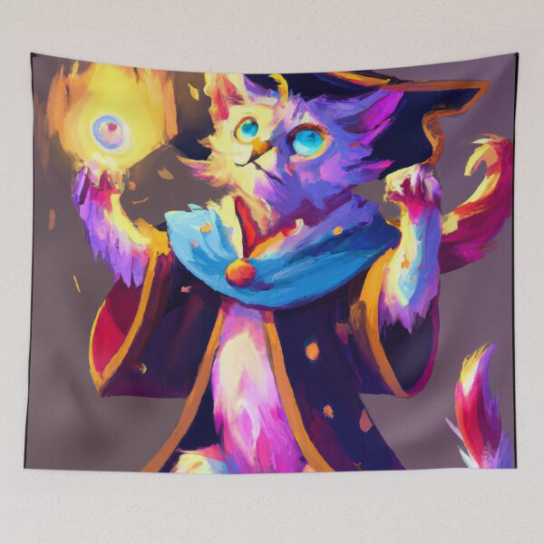 Item preview, Howl the Cat, conjuring a spell (Fantasy) designed and sold by thecatandkettle.