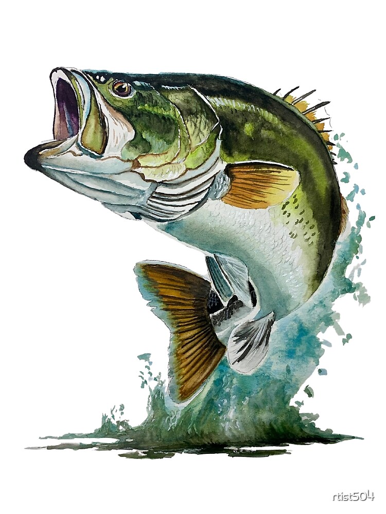 Largemouth Bass Watercolor - Fish Mount Print