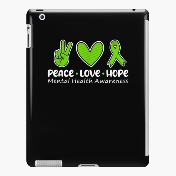 Peace Love Hope Mental Health Awareness Green Ribbon Retro Shirt