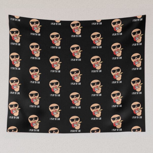 Item preview, I Play By Ear Funny Musician Puns (Dark BG) designed and sold by punnybone.