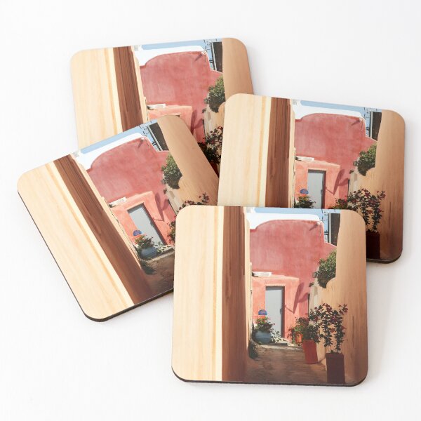 Alley in Fira Santorini Greece Coasters (Set of 4)