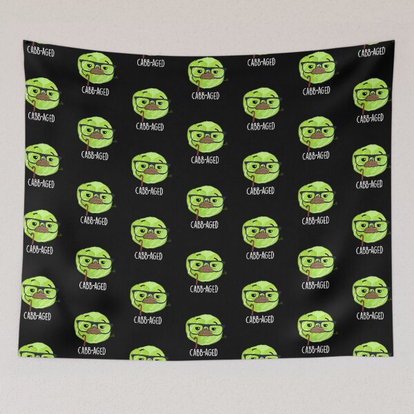 Item preview, Cabb-aged Funny Cabbage Puns (Dark BG) designed and sold by punnybone.