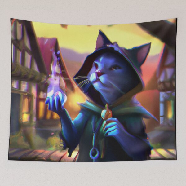 Item preview, Gwil the Cat, lighting the street in town (Fantasy) designed and sold by thecatandkettle.