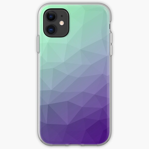 Patrón de malla geométrica degradado ombre verde púrpura Funda blanda para iPhone