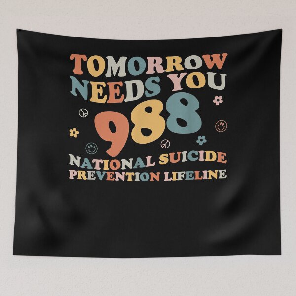 Item preview, Retro Tomorrow Needs You 988 Suicide Prevention Awareness designed and sold by heckforddewey.