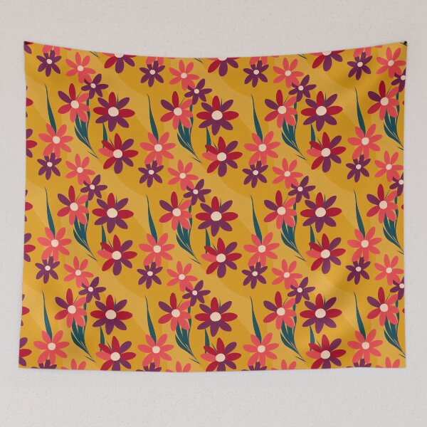 Item preview, Bright Floral Vintage 1970s Pattern designed and sold by VintageFlorals.