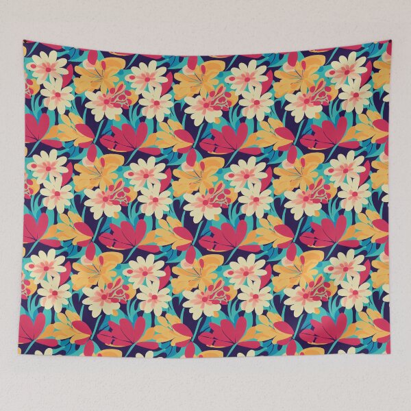 Item preview, Bright Floral Vintage 1970s Pattern designed and sold by VintageFlorals.