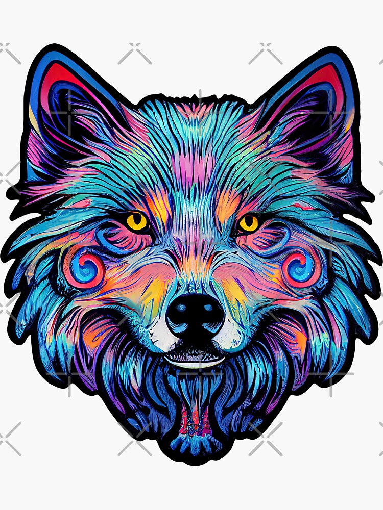 "psychedelic dire wolf" Sticker for Sale by ChasmicArt Redbubble